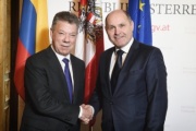 Von links: Präsident der Republik Kolumbien Manuel Santos, Nationalratspräsident Wolfgang Sobotka (V)