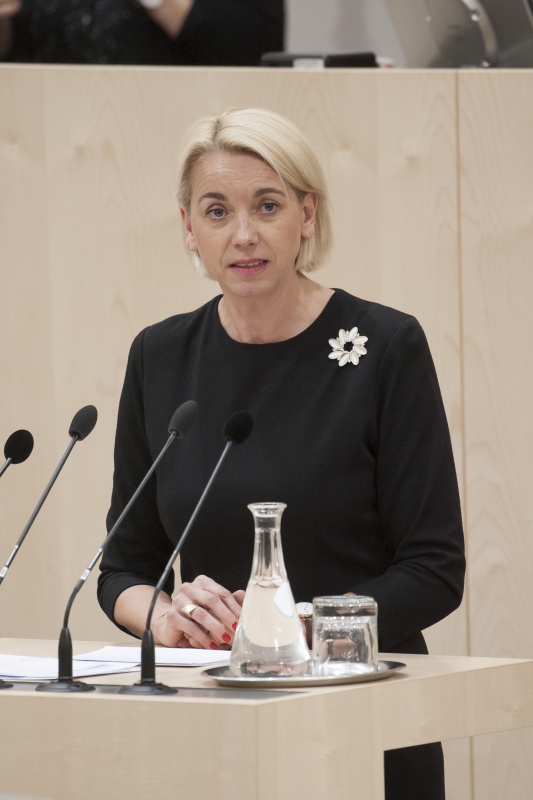 Am Rednerpult: Abgeordnete zum Europäischen Parlament Angelika Mlinar (N)