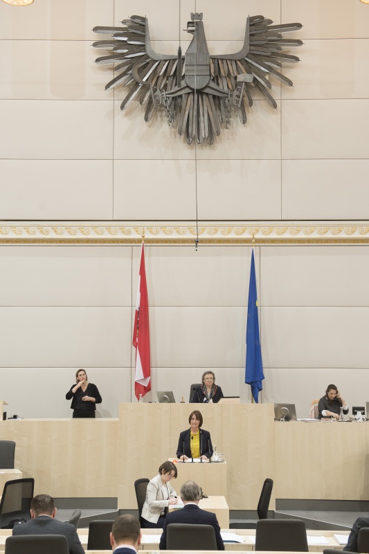 Am Rednerpult: Nationalratsabgeordnete Angelika Kuss-Bergner (V). Am Präsidium: Nationalratspräsidentin Anneliese Kitzmüller (F)