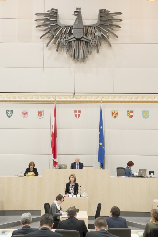 Am Rednerpult: Bundesrätin Andrea Eder-Gitschthaler (V). Am Präsidium: Bundesratspräsident Reinhard Todt (S)