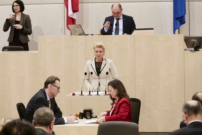 Nationalratsabgeordnete Sandra Wassermann (F) am Rednerpult