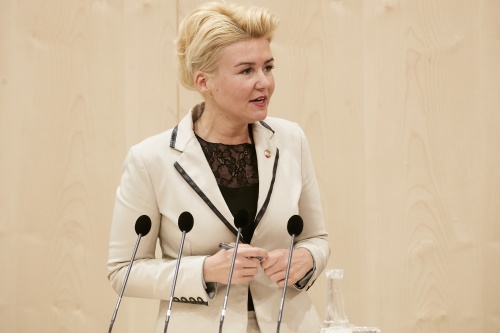 Nationalratsabgeordnete Sandra Wassermann (F) am Rednerpult