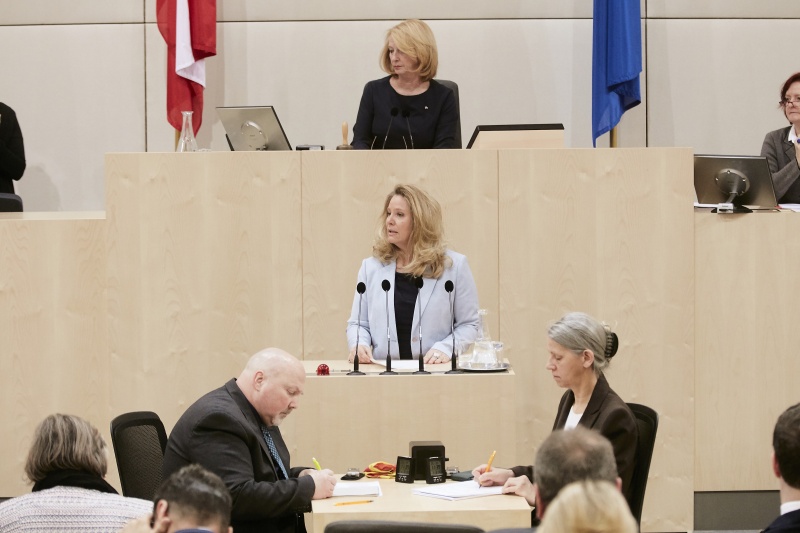 Nationalratsabgeordnete Rebecca Kirchbaumer (V) am Rednerpult