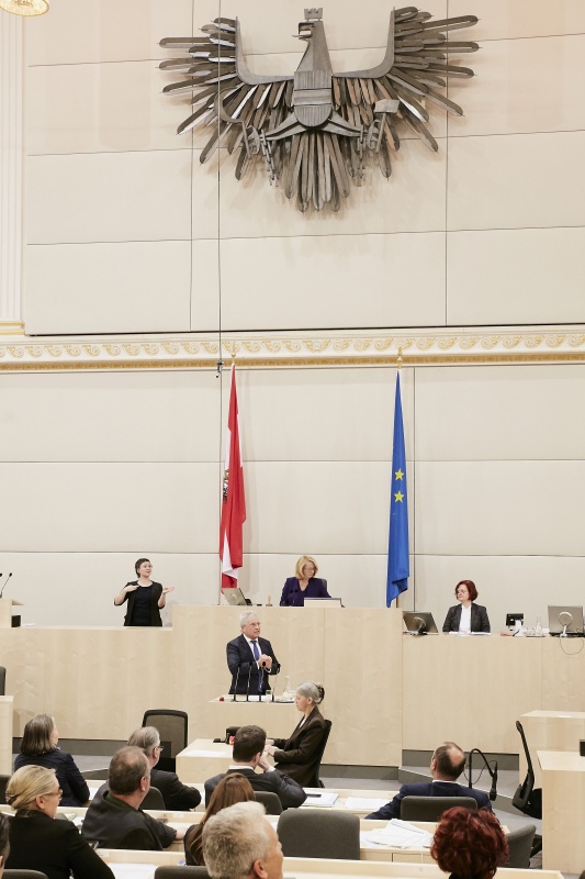 Nationalratsabgeordneter David Lasar (F) am Rednerpult