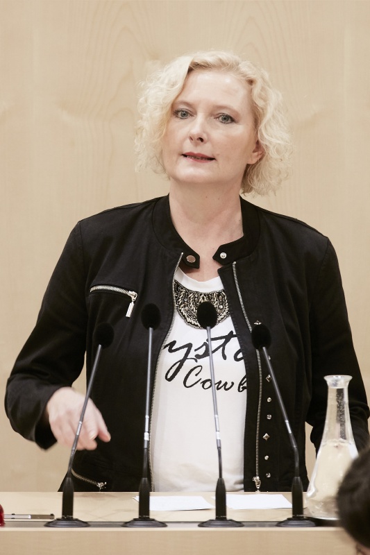 Nationalratsabgeordnete Karin Greiner (S) am Rednerpult