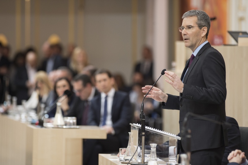 Finanzminister Hartwig Löger (V) bei seiner Budgetrede