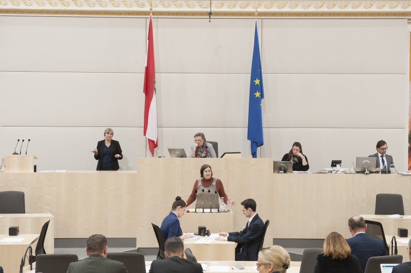 Am Rednerpult: Nationalratsabgeordnete Petra Bayr (S). Am Präsidium: Nationalratspräsidentin Anneliese Kitzmüller (F)