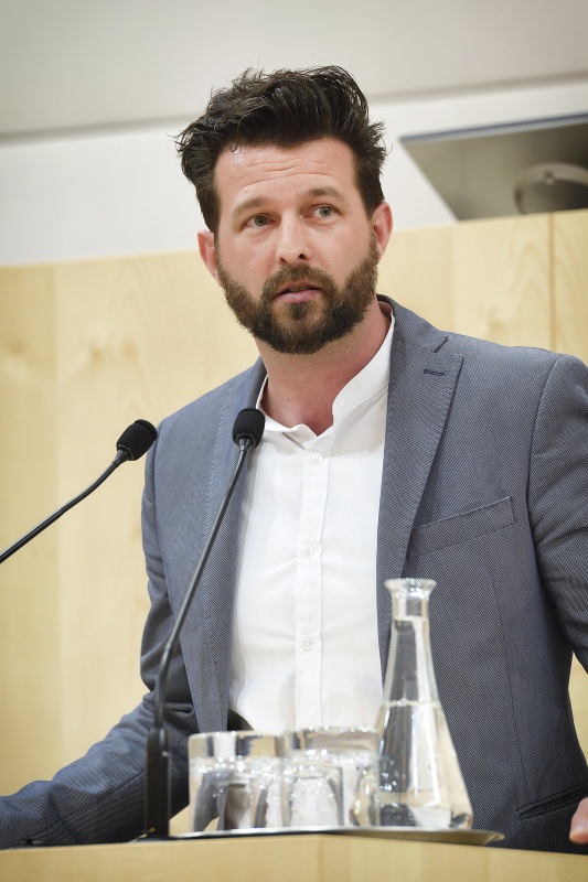 Erläuterungen zum Gebäude und zum Plenarsitzungssaal durch einen Vermittler