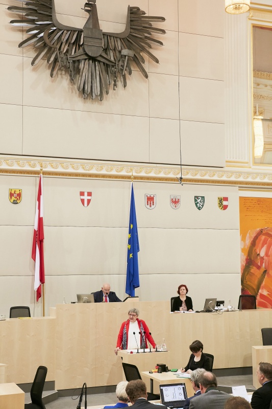 Bundesrätin Inge Posch-Gruska (S) am Rednerpult