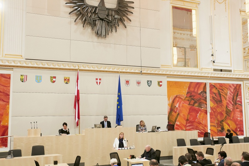 Bundesrätin Sandra Kern (V) am Rednerpult