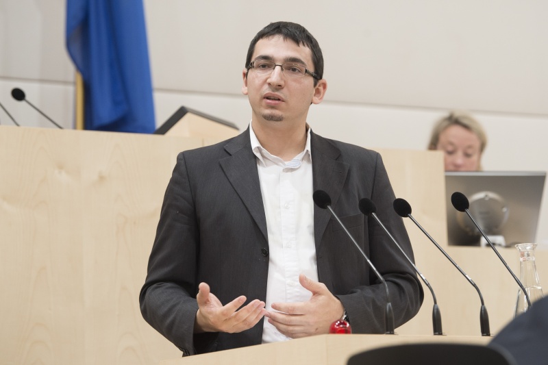 Am Rednerpult: Radlobby Österreich Roland Romano