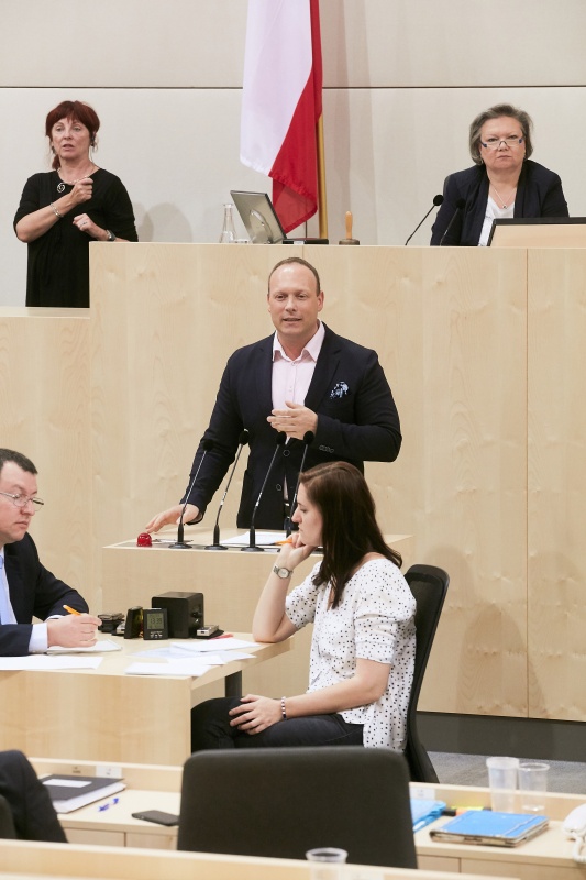 Nationalratsabgeordneter Christian Höbart (F). Am Präsidium Dritte Nationalratspräsidentin Anneliese Kitzmüller (F)