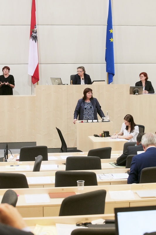 Nationalratsabgeordnete Petra Wimmer (S). Am Präsidium Dritte Natinalratspräsidentin Anneliese Kitzmüller (F)