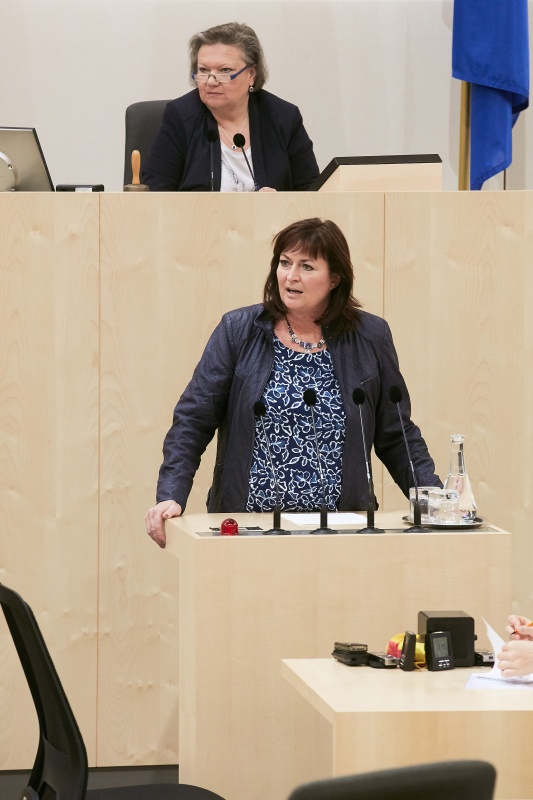 Nationalratsabgeordnete Petra Wimmer (S). Am Präsidium Dritte Natinalratspräsidentin Anneliese Kitzmüller (F)