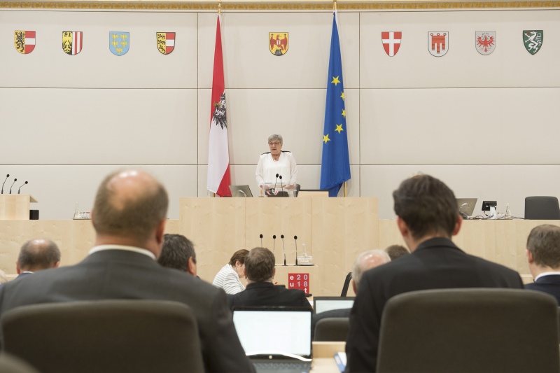Am Präsidium: Bundesraspräsidentin Inge Posch-Gruska (S) bei ihrer Antrittsrede vor dem Bundesrat