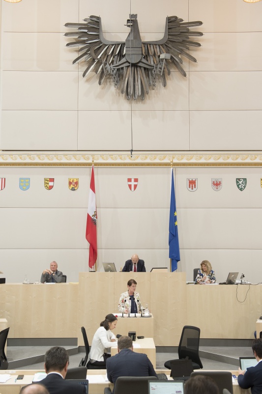 Am Präsidium: Bundesratspräsident Reinhard Todt (S). Am Rednerpult: Bundesrätin Elisabeth Grimling (S)