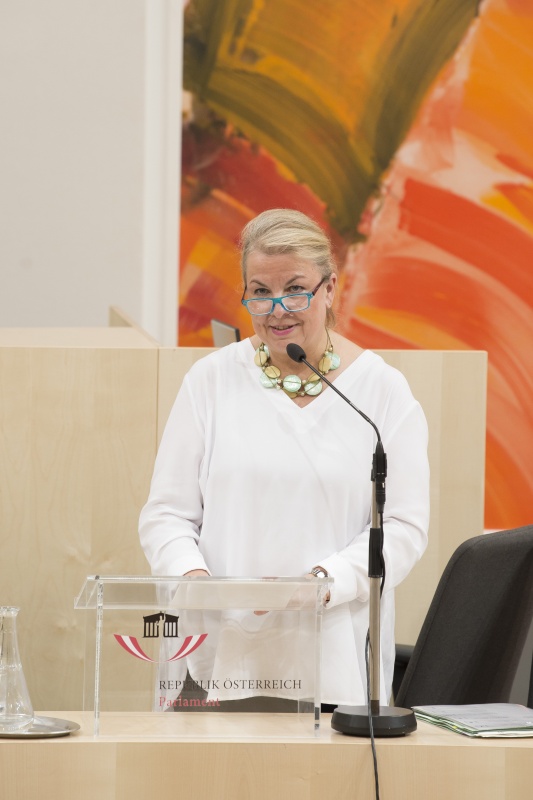 Auf der Regierungsbank: Bundesministerin für Arbeit, Soziales, Gesundheit und Konsumentenschutz Beate Hartinger (F)