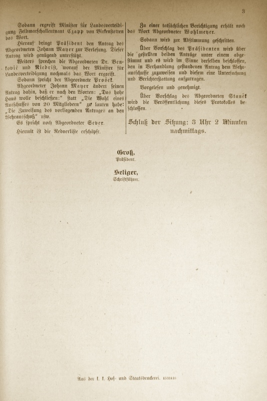 Protokoll über die geheimen Sitzunges des Hauses der Abgeordneten des Reichsrates am Dienstag den 23., Mittwoch den 24. und Donnerstag den 25. Juli 1918
