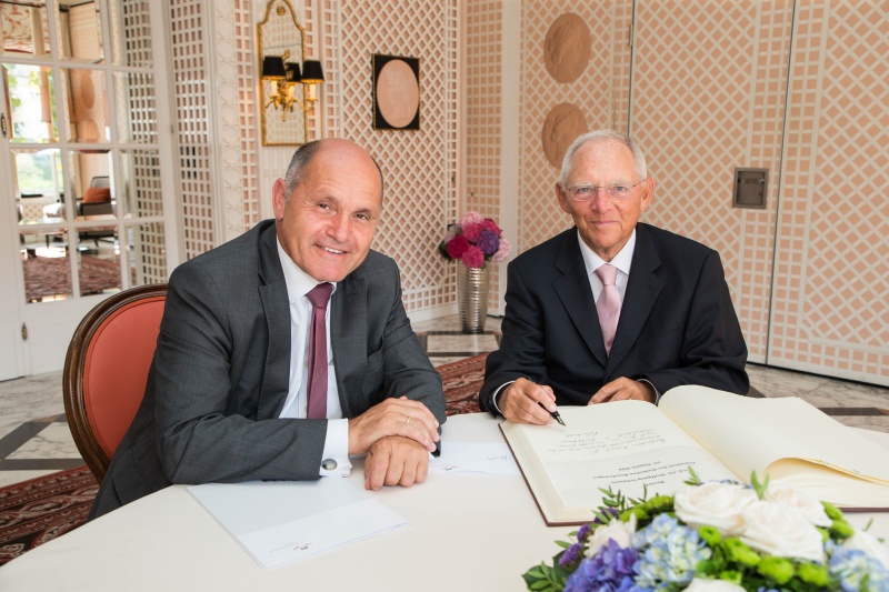 Von links: Nationalratspräsident Wofgang Sobotka (V) und der Präsident des Deutschen Bundestages auf Einladung des Präsidenten des Nationalrates bei den Salzburger Festspielen Foto: Mike Vogl - VOGL-PERSPEKTIVE.AT -  19.8.2018 Wolfgang Sobotka und Wolfgang Schäuble