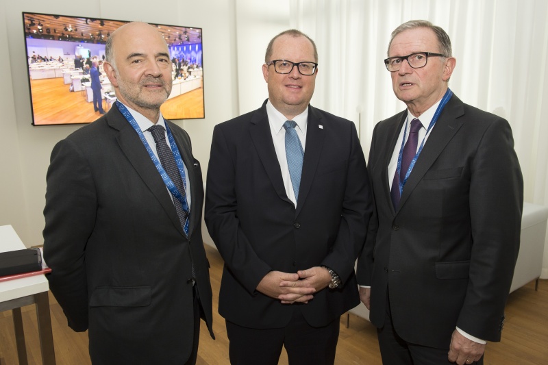 Session 3: Combatting tax evasion. Von links: Pierre Moscovici, European Commissioner for Economic and Financial Affairs, Taxation and Customs, Staatssekretär Hubert Fuchs (F), Vorsitzender Nationalratsabgeordneter Karlheinz Kopf (V)