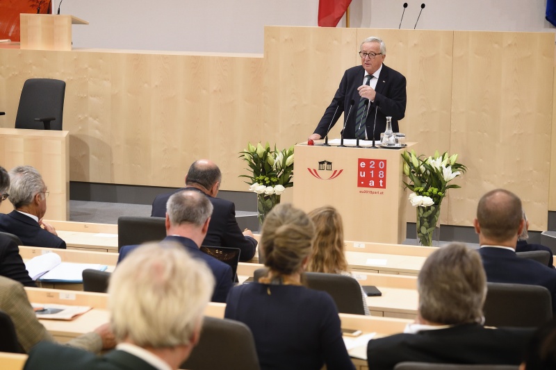 Präsident der Europäischen Kommission Jean-Claude Juncker bei seiner Rede