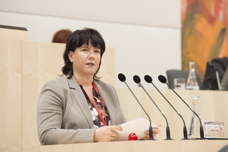 Am Rednerpult: Sandra Wohlschlager, Landesobfrau Verein "Abenteuer Familie"