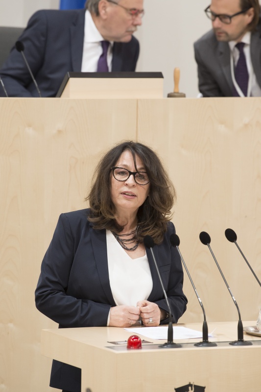 Am Rednerpult: Bundesrätin Elisabeth Mattersberger (V)