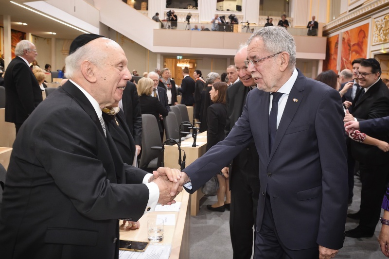 Von links: Rabbi Arthur Schneier, Bundespräsident Alexander Van der Bellen