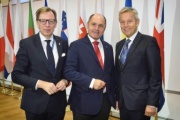 From left: Chair of the EU Committee of the Federal Council Christian Buchmann (V), President of the National Council Wolfgang Sobotka (V), Chair of Permanent Subcommittee on EU Affairs of the National Council Reinhold Lopatka (V)