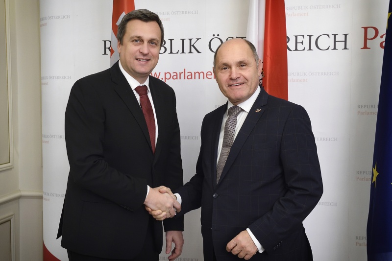 Von links: Slowakischer Parlamentspräsident Andrej Danko, Nationalratspräsident Wolfgang Sobotka (V)