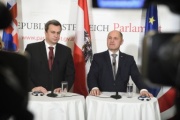 Pressekonferenz. Von links: Slowakischer Parlamentspräsident Andrej Danko, Nationalratspräsident Wolfgang Sobotka (V)