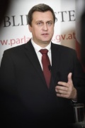 Pressekonferenz. Slowakischer Parlamentspräsident Andrej Danko
