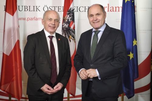 Von links: Schweizer Bundespräsident Ueli Maurer, Nationalratspräsident Wolfgang Sobotka (V)
