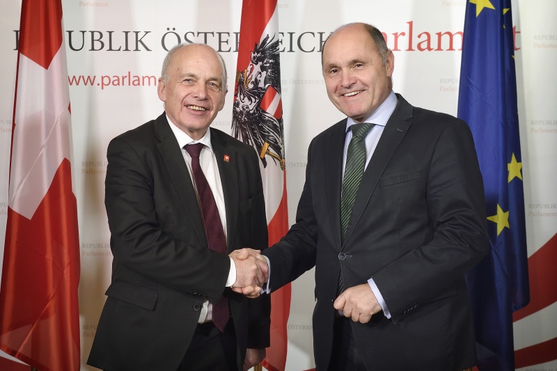 Von links: Schweizer Bundespräsident Ueli Maurer, Nationalratspräsident Wolfgang Sobotka (V)