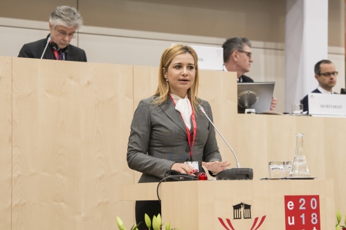 Conference at the 'Großer Redoutensaal'. Silvia Mihalcea, Secretary General of the Romanian Camerei Deputatilor