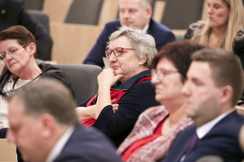 Bundesrätin Inge Posch-Gruska (S) auf  ihrem Sitzplatz im Plenum