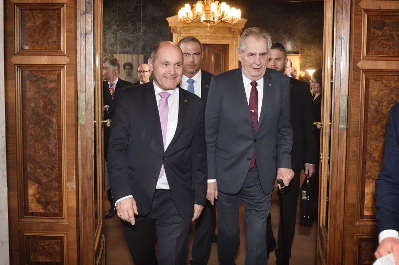 Von links: Nationalratspräsident Wolfgang Sobotka (V), Präsident der Republik Tschechien Miloš Zeman