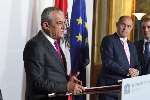 Von links: Parlamentspräsident der Republik Albanien Gramoz Ruçi, Nationalratspräsident Wolfgang Sobotka (V)