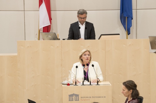 Am Rednerpult: Maria- Luise Mathiaschitz, Österreichischer Städtebund, Stellvertretende Präsidentin