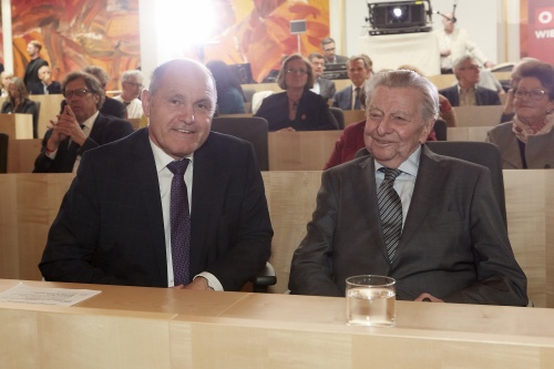 Von links: Nationalratspräsident Wolfgang Sobotka (V), Hugo Portisch