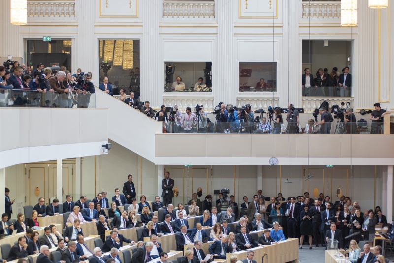 Blick Richtung MedienvertreterInnen auf der Galerie