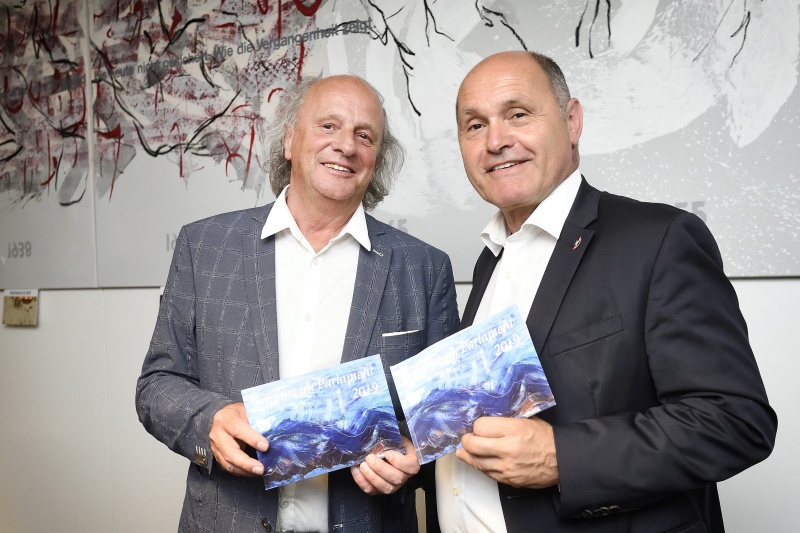 Von links: Kurator Leopold Kogler, Nationalratspräsident Wolfgang Sobotka (V)