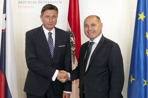 Von rechts: Nationalratspräsident Wolfgang Sobotka (V), Staatspräsident der Republik Slowenien Borut Pahor