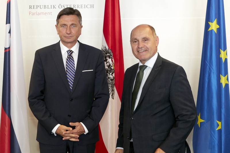 Von rechts: Nationalratspräsident Wolfgang Sobotka (V), Staatspräsident der Republik Slowenien Borut Pahor