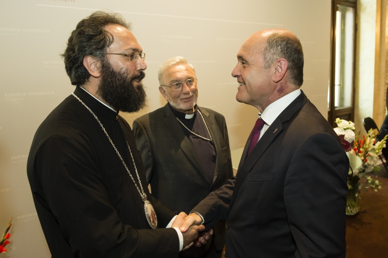 Nationalratspräsident Wolfgang Sobotka (V) begrüßt Relegionsvertreter