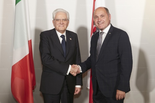 Von rechts: Nationalratspräsident Wolfgang Sobotka (V), Staatspräsident der Republik Italien Sergio Mattarella
