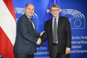 Von links: Nationalratspräsident Wolfgang Sobotka (V), Präsident des Europäischen Parlaments David Sassoli