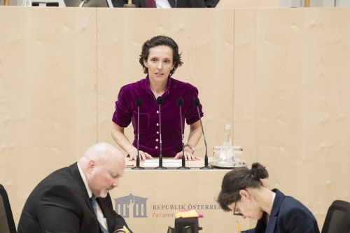 Am Rednerpult: Nationalratsabgeordnete Martina Künsberg Sarre (N)