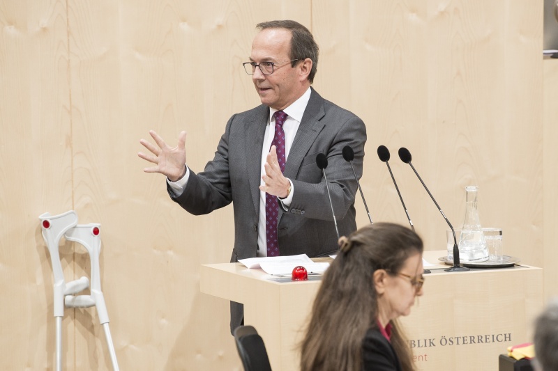 Am Rednerpult: Nationalratsabgeordneter Peter Haubner (V) 
