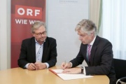 von rechts: Parlamentsdirektor Harald Dossi, Alexander Wrabetz ORF Generaldirektor